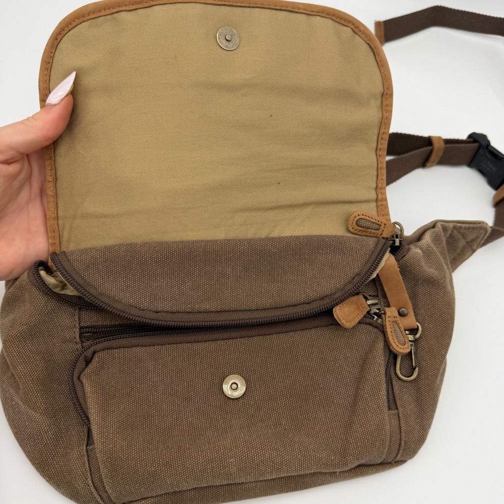 LL Bean Gorpcore Vintage Heavyweight Canvas Fanny Pack Waist Belt Bag Tan Brown - Picture 5 of 10